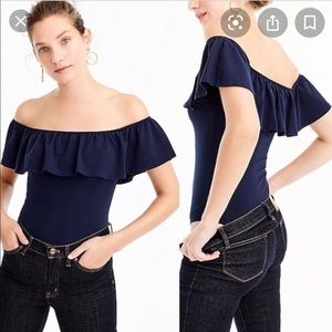 J.Crew navy off the shoulder bodysuit